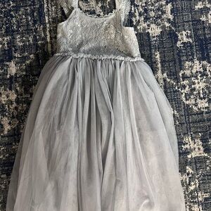 Elegant Gray Lace Kids Dress